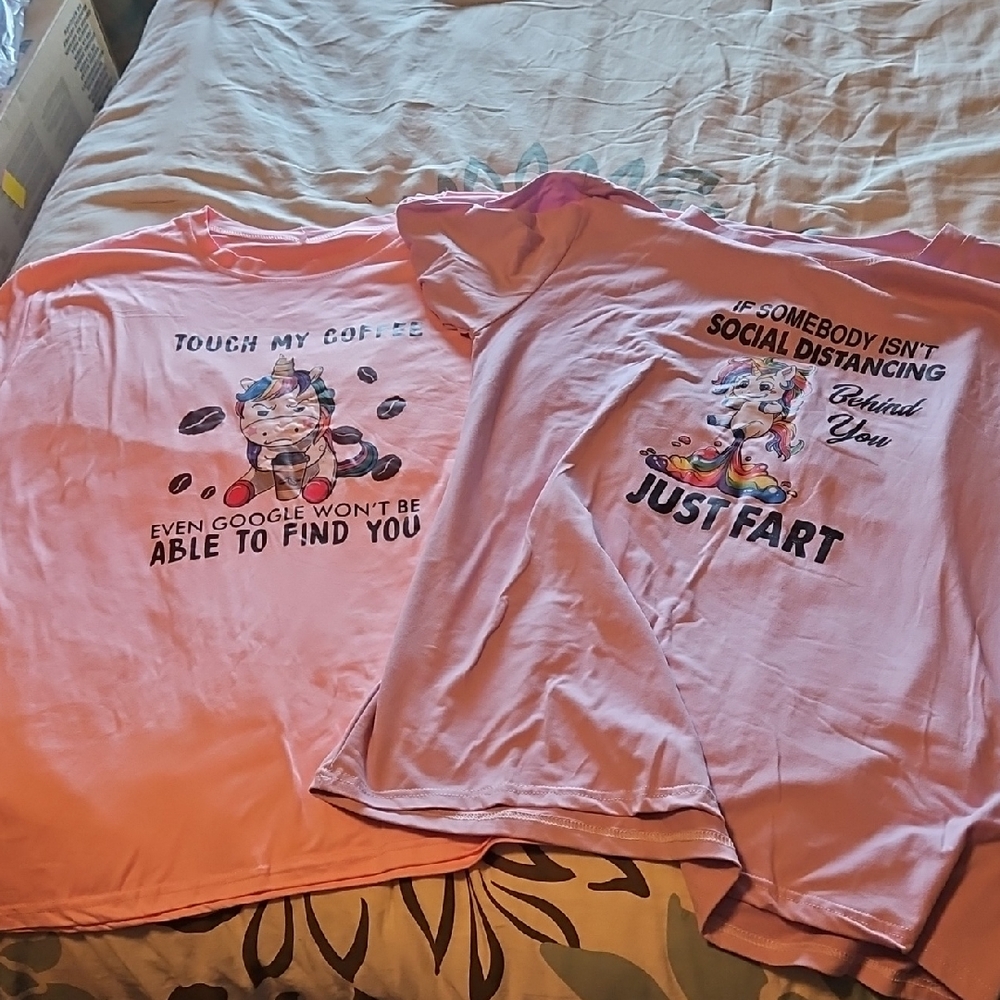 Pink Graphic T-Shirts with Unicorn Print